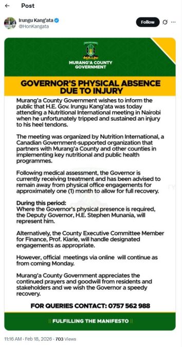 Irungu Kang’ata’s statement. PHOTO/ https://x.com/HonKangata