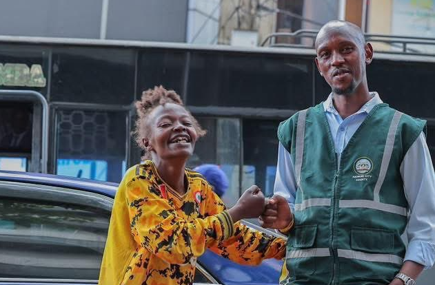 Nairobi County Chief Officer for Citizen Engagement and Customer Service, Geoffrey Mosiria, and Martha Njoki. PHOTO/@HonMosiria/X