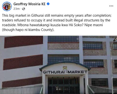 Geoffrey Mosiria's statement PHOTO/ https://www.facebook.com/kiongozi.mosiriake