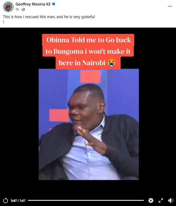 Geoffrey Mosiria’s statement. PHOTO/ https://www.facebook.com/kiongozi.mosiriake