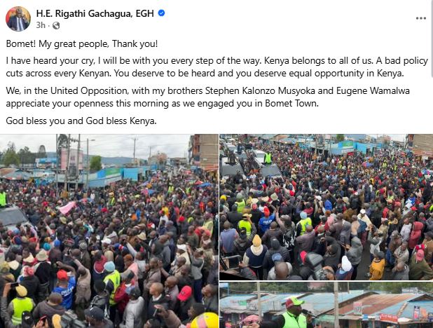Former Deputy President Rigathi Gachagua's statement. PHOTO/ https://www.facebook.com/DPGachagua