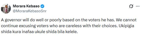 Morara Kebaso’s statement. PHOTO/ @MoraraKebasoSnr