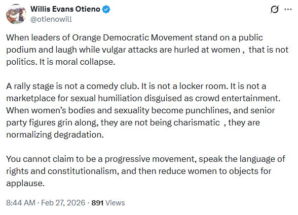 Willis Otieno’s statement.PHOTO/ @otienowill