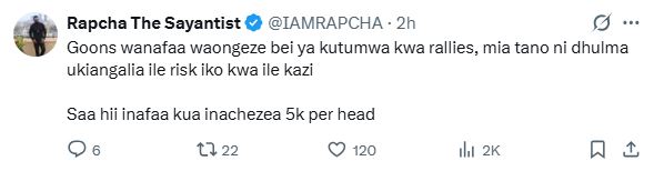 Rapcha the Sayantist’s statement on X. PHOTO/ @IAMRAPCHA