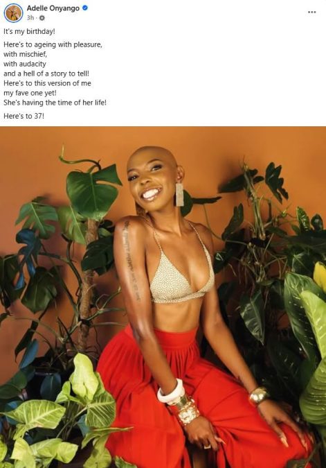 Adelle Onyango’s message. PHOTO/ https://www.facebook.com/adelleonyango