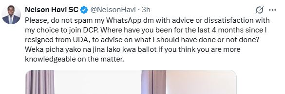 Nelson Havi's statement. PHOTO/@NelsonHavi