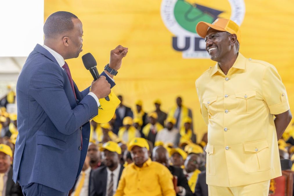 President William Ruto and MC Jessy at UDA’s aspirant meeting at State House on Wednesday, February 4, 2026. PHOTO/State House