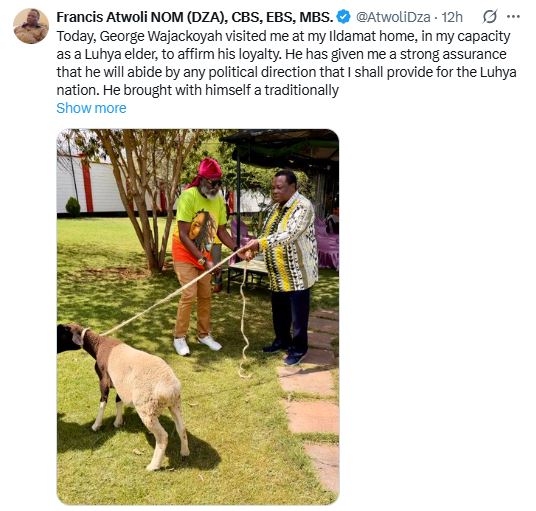 Francis Atwoli's statement. PHOTO@AtwoliDza