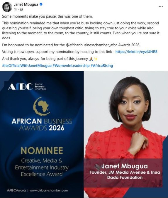 Renowned media personality Janet Mbugua's statement. PHOTO/ https://www.facebook.com/janetthejourney