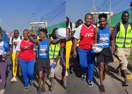 Crowds join Eric Omondi as he begins walk from Nairobi to Mombasa