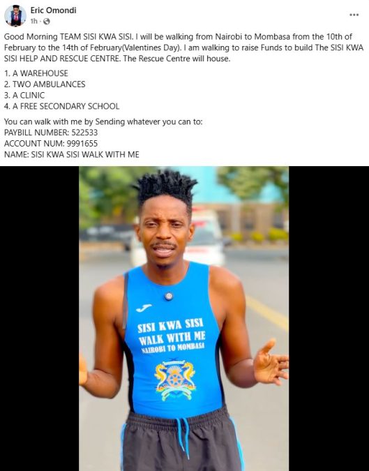 Eric Omondi’s statement. PHOTO/https://www.facebook.com/profile.php?id=100044317755329