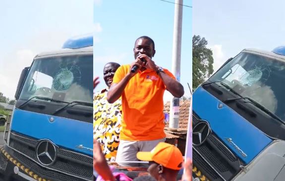 A collage image by K24 Digital showing Edwin Sifuna and the damaged vehicle. PHOTO/ @edwinsifuna