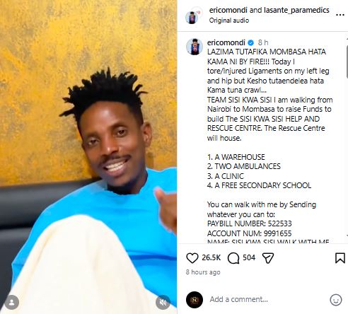 Eric Omondi’s statement. PHOTO/ https://www.instagram.com/ericomondi/
