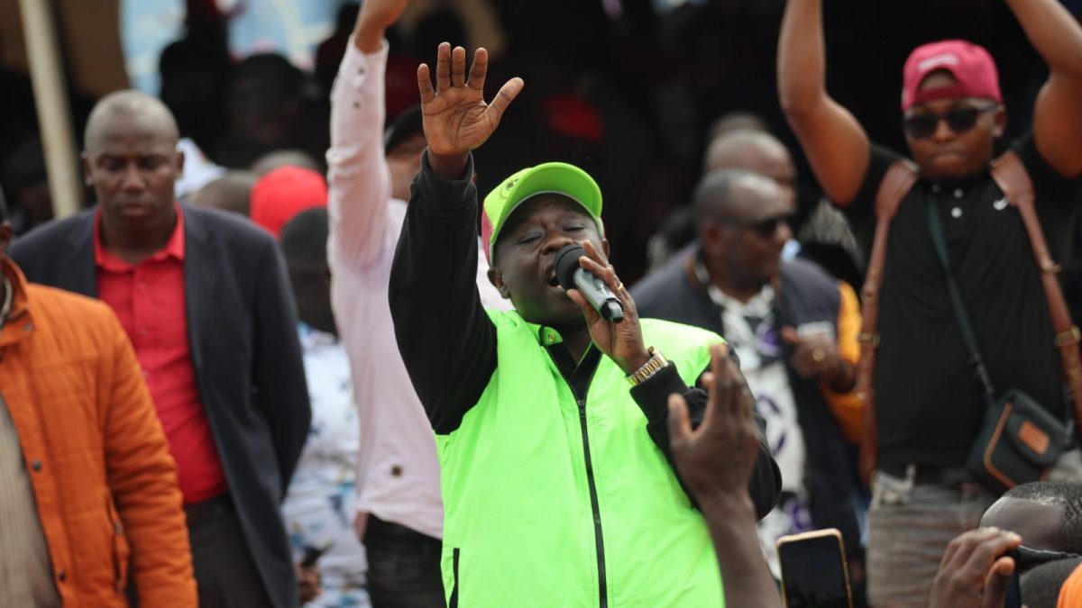 Former Deputy President Rigathi Gachagua addressing a political rally on Monday, February 23, 2026. PHOTO/ https://www.facebook.com/DPGachagua