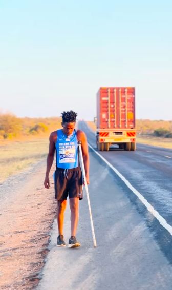 A screengrab image by K24 Digital showing Eric Omondi walking from Nairobi to Mombasa. PHOTO/ https://www.instagram.com/ericomondi/