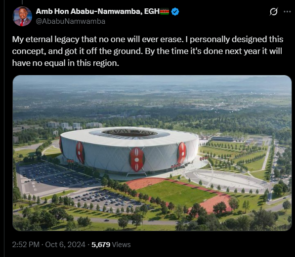 A post shared by Ababu Namwamba on X. PHOTO/Screengrab by K24 Digital