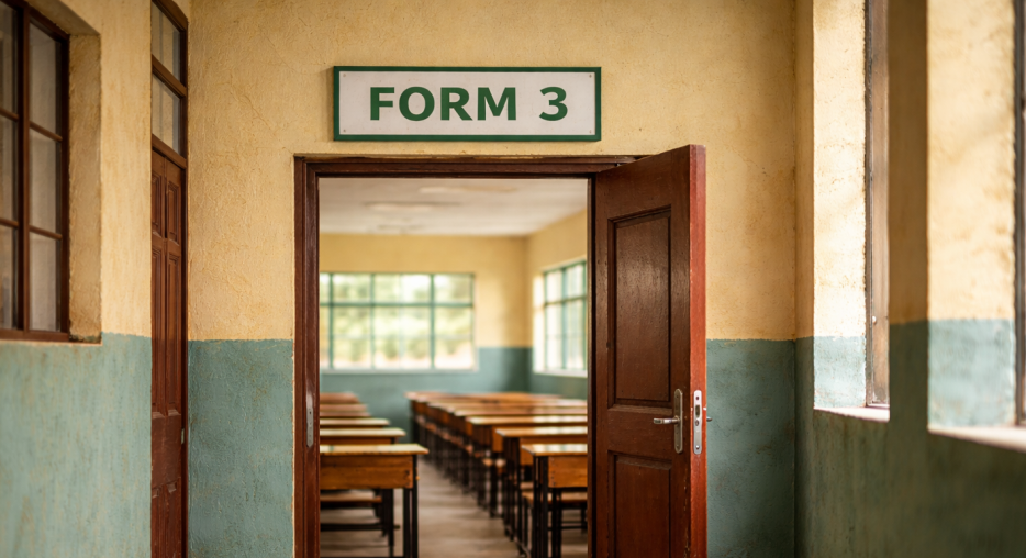 AI-generated image of a classroom labelled Form 3. PHOTO/Photo generated by AI