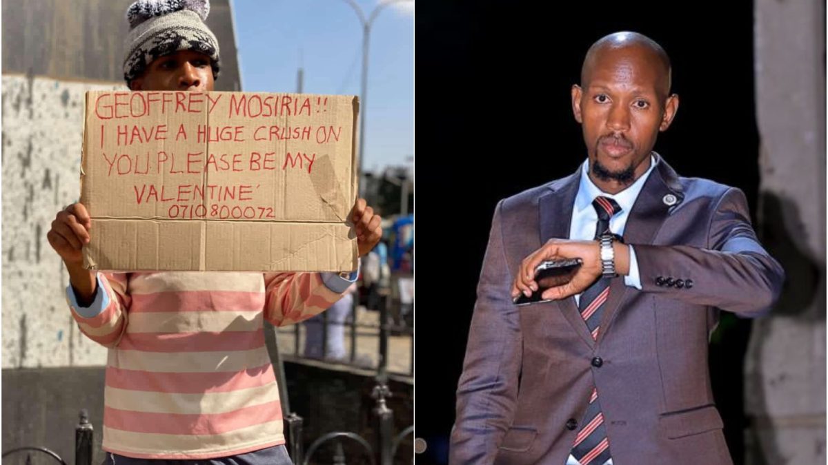 ‘Please be my Valentine’ – Man holds placard in Nairobi begging Mosiria