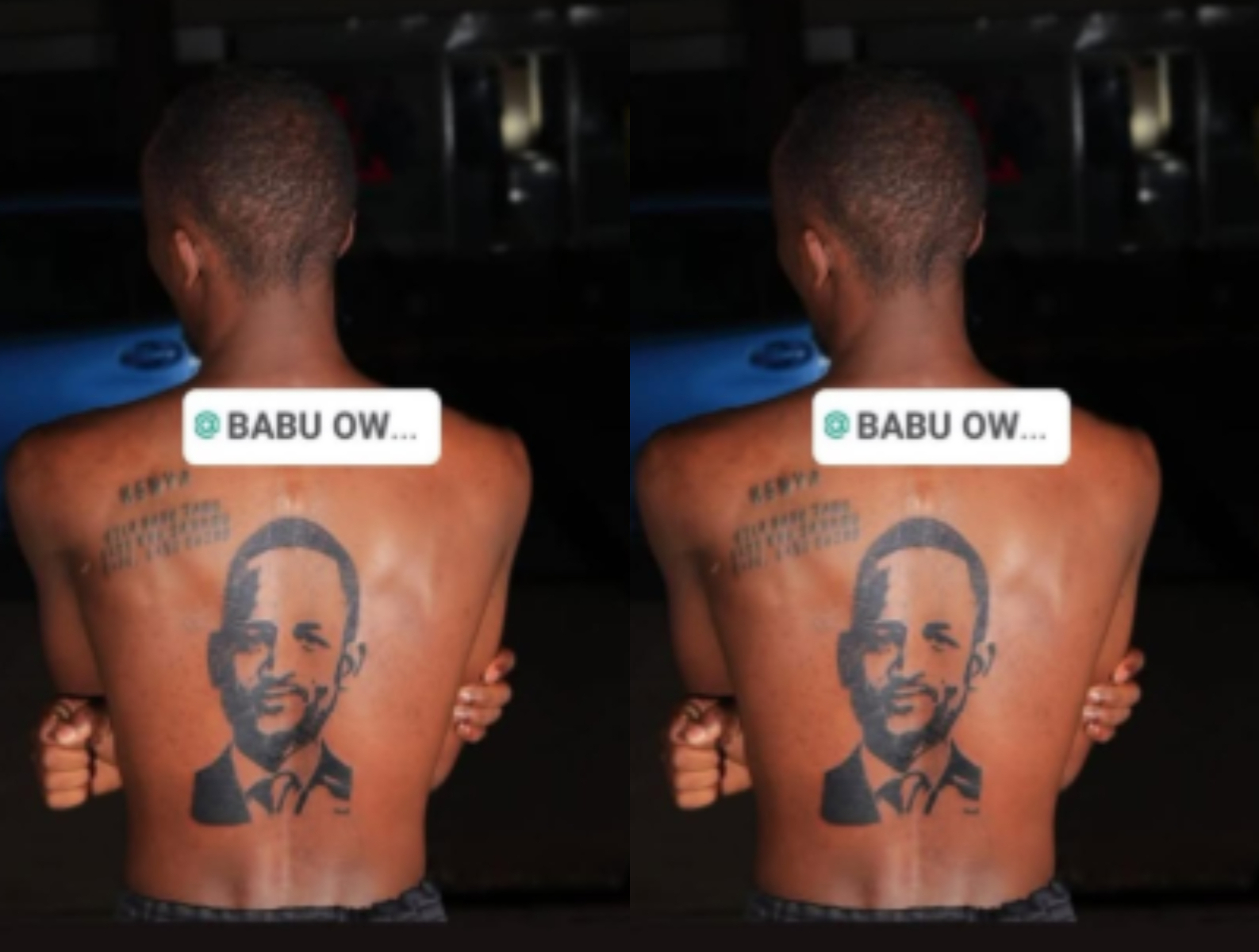 Babu Owino’s Gen Z supporter goes all out, tattoos MP’s face on his back