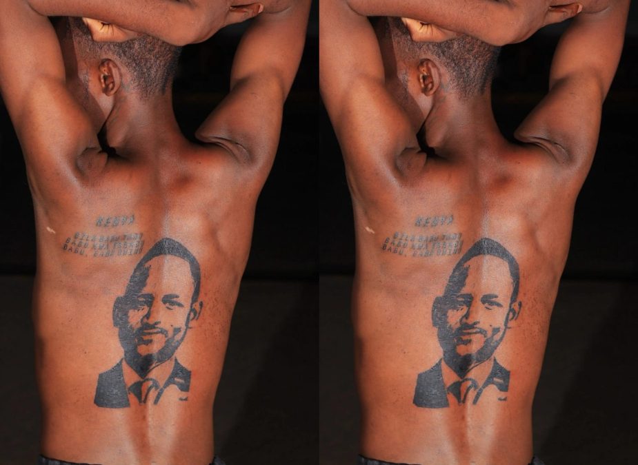 Babu Owino's face tattooed on Bahati's back