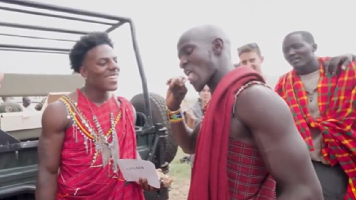 IShowSpeed giving Maasai chicken to eat at Maasai Mara.PHOTO/a screengrab by K24Digital from @IShowSpeed on YouTube.