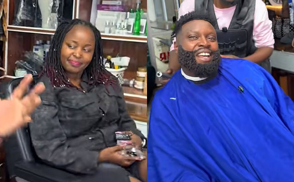 Wanjiru Wa Waya reacts as hubby Mbote Njogu debuts fake beard