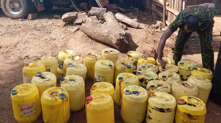 2000 litres of Kangara, 680 litres of molasses recovered in Molo. PHOTO/ Bernard Waweru