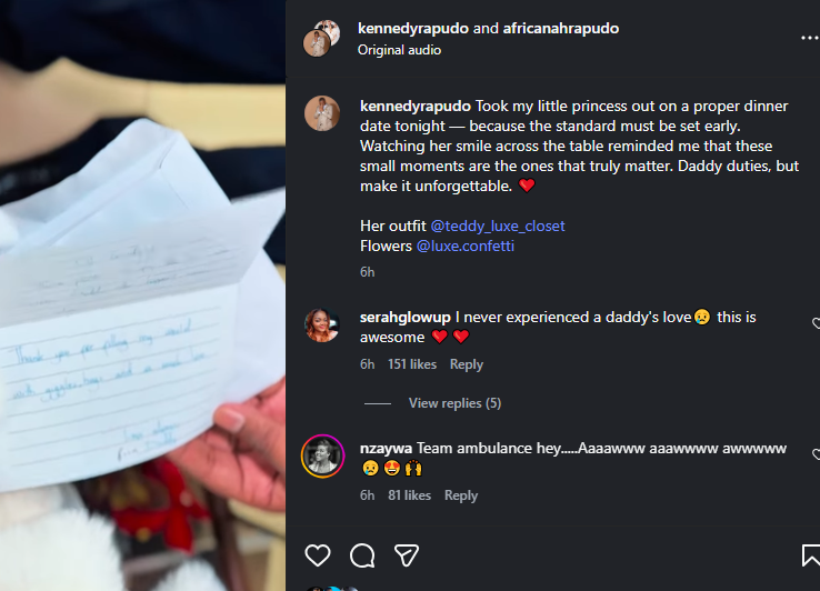 A post shared by Kennedy Rapudo on his Instagram. PHOTO/Screengrab by K24 Digital