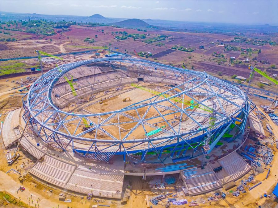 Ongoing construction of the Samia Suluhu Hassan Stadium in Arusha, Tanzania. PHOTO/@FootballKe_90/X