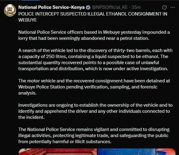 A post shared by NPS on X. PHOTO/Screengrab by K24 Digital