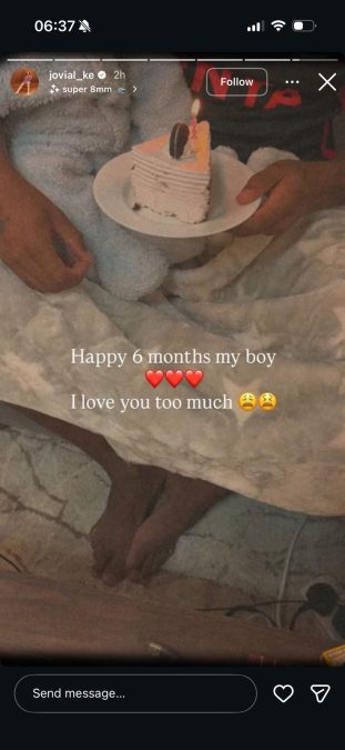 A post shared by Jovial on her Instagram stories. PHOTO/Screengrab by K24 Digital