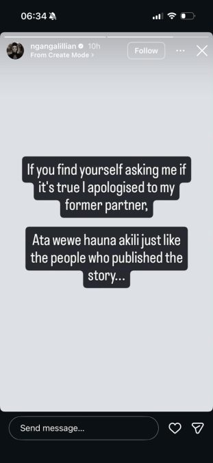 A post shared by Lilian Ng'ang'a on Instagram. PHOTO/Screengrab by K24 Digital