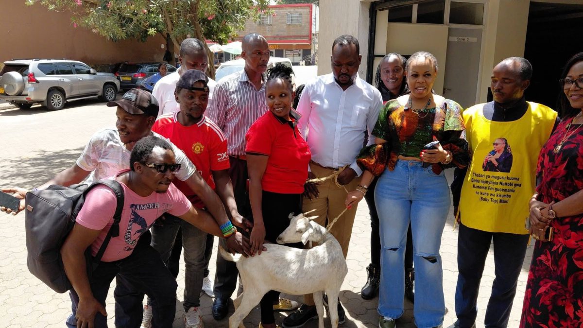 Pastor walks from Embu to Nairobi to gift Kameme FM’s Muthoni Babytop a goat