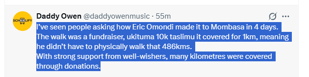 Daddy Owen defends Eric Omondi. PHOTO/Screengrab by K24 Digital  from X by @daddyowenmusic