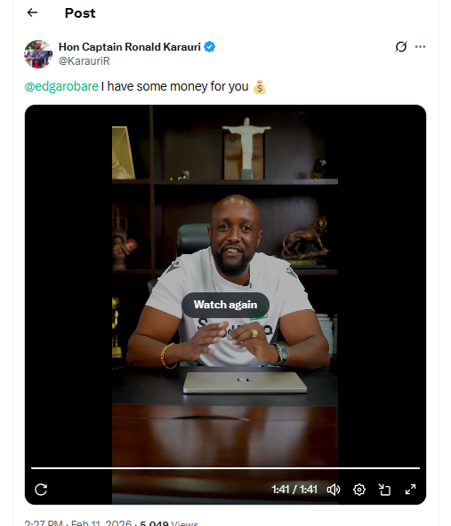 Ronald Karauri dismisses claims of being gay. PHOTO/Screengrab by K24 Digital from Facebook from X by @KarauriR