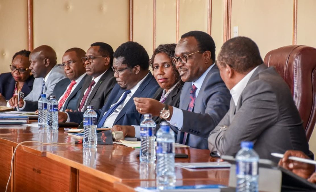 Education Cabinet Secretary Julius Ogamba with the Kaimosi Friends University management team led by Vice Chancellor Peter Mwita after signing an education investment agreement on Monday, 16 February 2026. PHOTO/Enock Amukhale