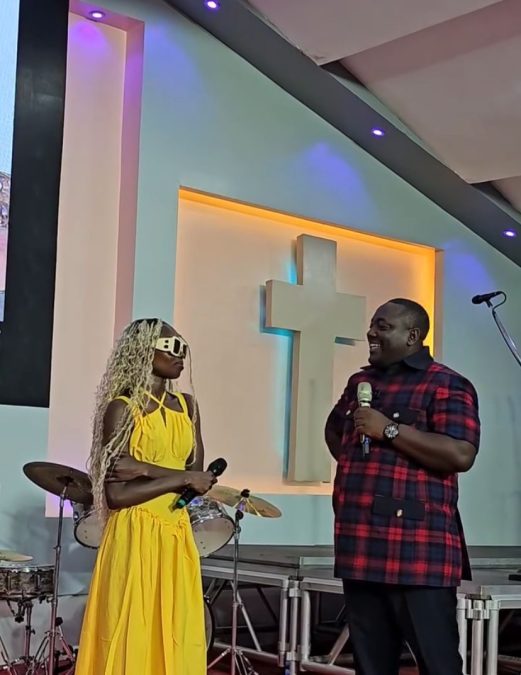 Kanyari with Choice Kinoti after she visited her church. PHOTO/https://www.facebook.com/prophetkanyari