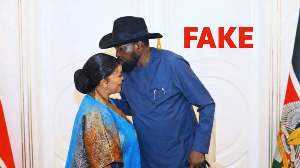 The doctored photo of Natasha and Salva Kiir. PHOTO/https://www.facebook.com/Revlucynatasha