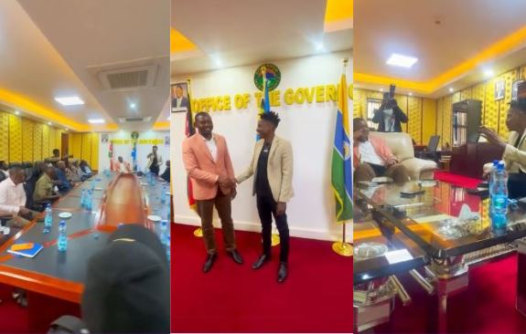 Eric Omondi addresses Meru County Assembly, announces charity walk across 5 counties