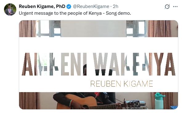 Reuben Kigame’s statement. PHOTO? A screengrab image by K24 Digital from @ReubenKigame