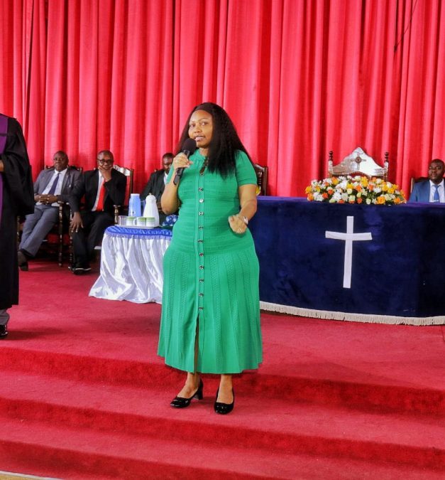 Millicent Omanga addressing the congregation at Kariobangi Main SDA Church on March 7, 2026. PHOTO/ @MillicentOmanga