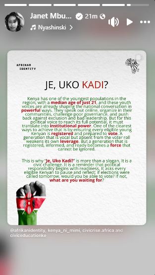 The statement shared by renowned media personality Janet Mbugua. PHOTO/A screenshot by K24 Digital from https://www.facebook.com/janetthejourney