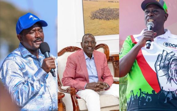 A collage image by K24Digital showing Kalonzo Musyoka, President William Ruto and Rigathi Gachagua.PHOTO/https://www.facebook.com/kalonzomusyoka, https://www.facebook.com/williamsamoei and https://www.facebook.com/DPGachagua