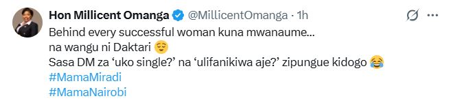 Millicent Omanga’s post. PHOTO/@MillicentOmanga