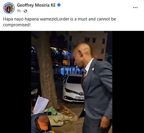 Geoffrey Mosiria’s post. PHOTO/https://www.facebook.com/kiongozi.mosiriake