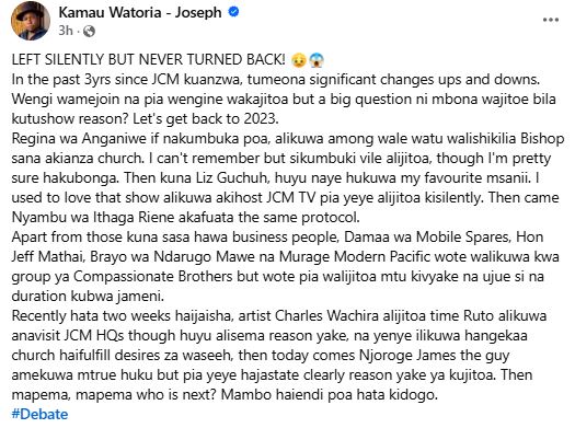 Kamau Watoria – Joseph’s statement. PHOTO/ https://www.facebook.com/kamau.watoria.reborn