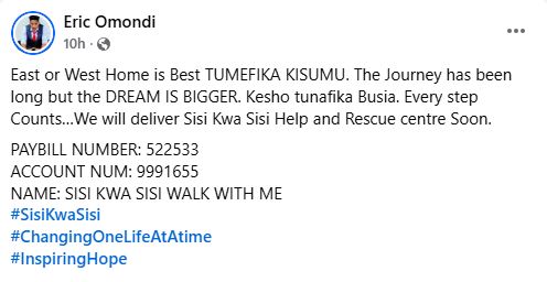 Eric Omondi’s statement. PHOTO/A screengrab image by K24 Digital from https://www.facebook.com/profile.php?id=100044317755329