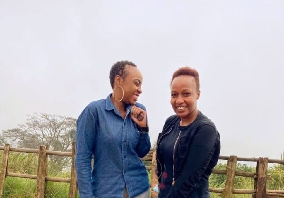 Teacher Wanjiku posing with her late sister during a past event. PHOTO/https://www.facebook.com/wanjikuteacher