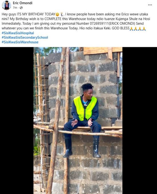 Eric Omondi’s birthday statement. PHOTO/ https://www.facebook.com/profile.php?id=100044317755329