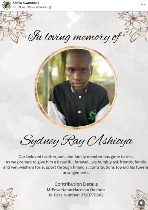 Kwambox’s update on the fundraiser for his late brother. PHOTO/A screengrab by K24 Digital from https://www.facebook.com/ItsKwambox
